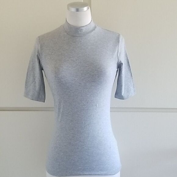 BR Mock Turtleneck, Elbow Length Slv, Grey - Picture 1 of 5